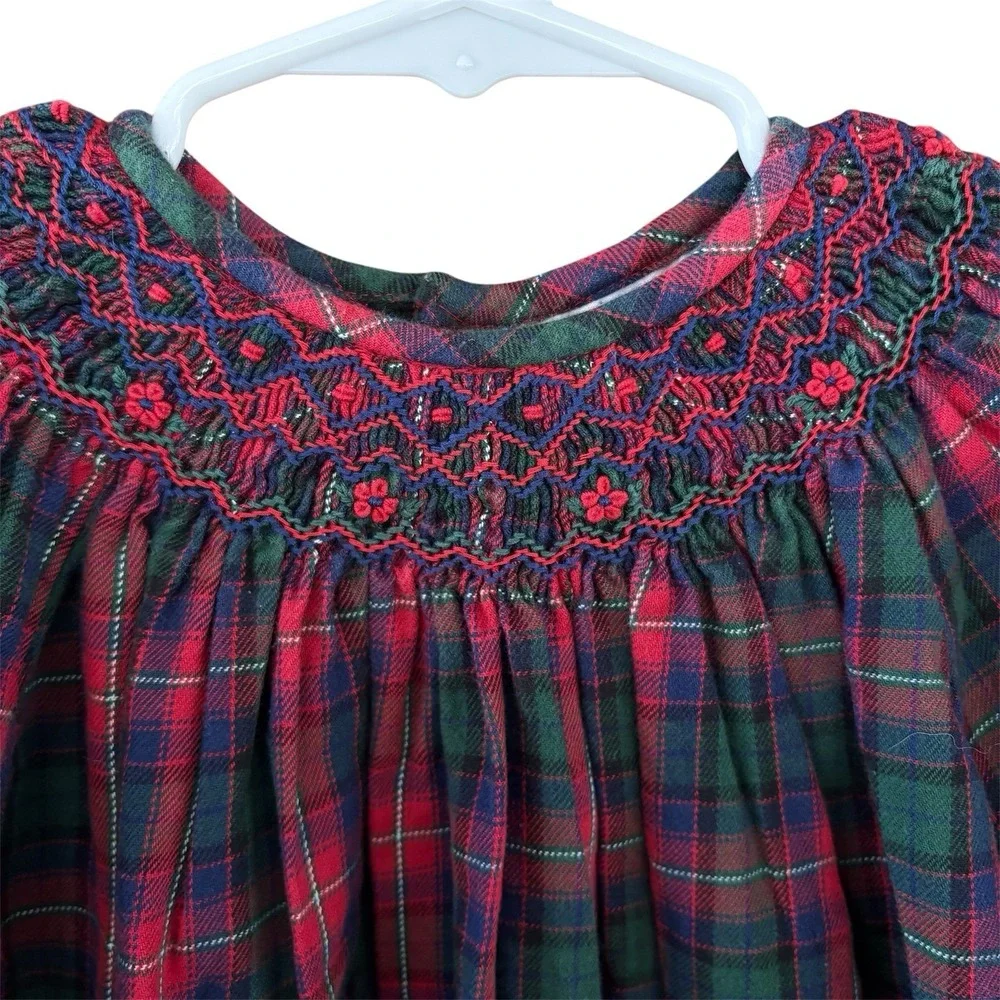 SOPHIE DESS Dress Size 4T Smocked Holiday Plaid Bishop Dress Y2K Twee Classic‎